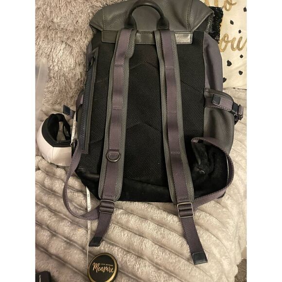 Coach grey leather black suede manhatten rucksack backpack main image 8